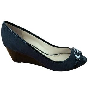 Coach Peep Toe Wedge Heels Black Size 10